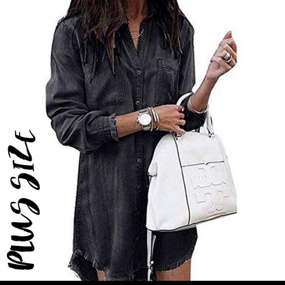PLUS Denim. Shirt Dress (P)